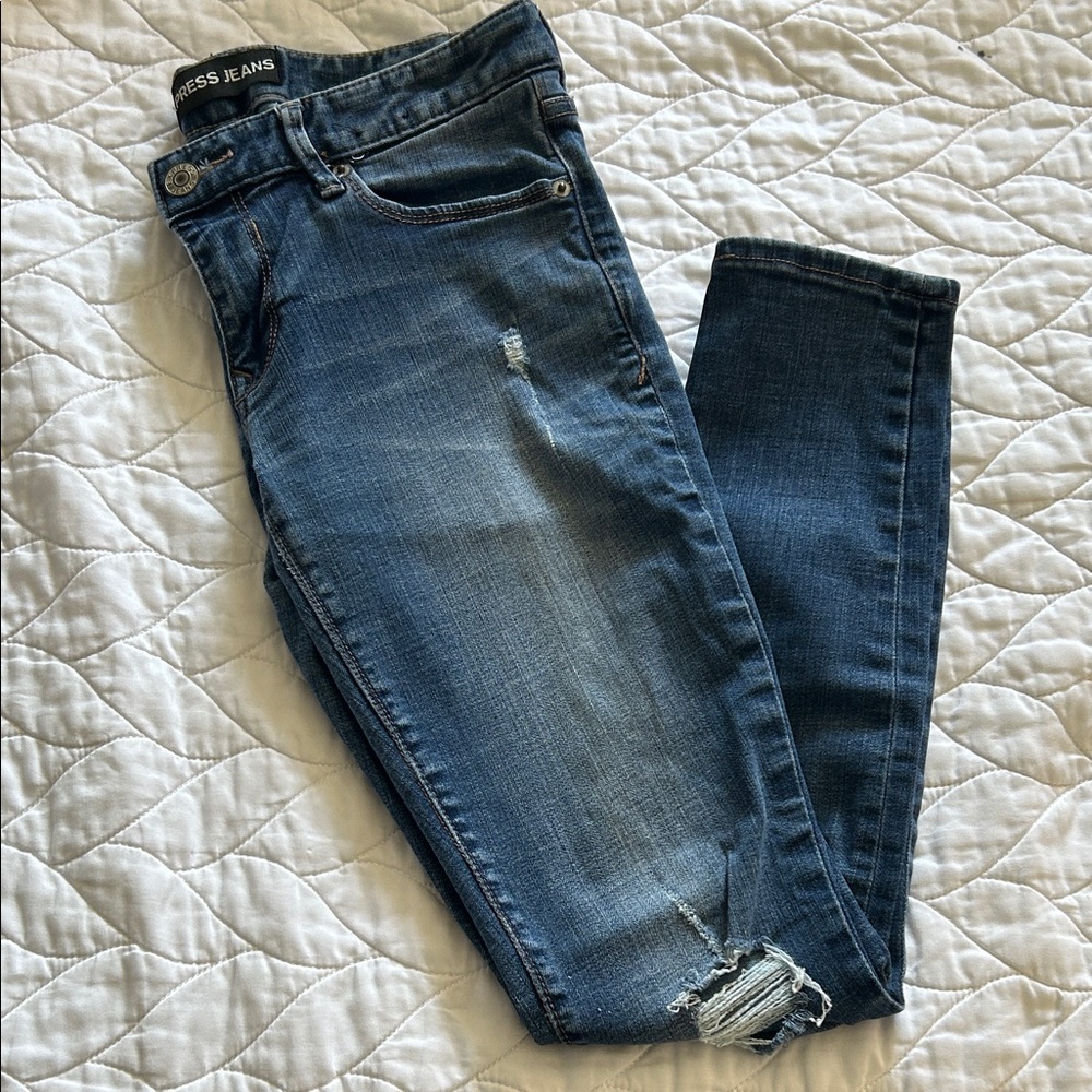 Express Performance Stretch Distressed Blue Skinn… - image 2